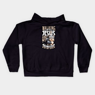 Jesus and dog - Australian Silky Terrier Kids Hoodie